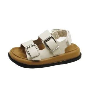 Summer Children’s New Product Solid Color Buckle Casual Sandals Boys Girls Kids Fashion Classic Beach Shoes Outdoor Anti-Slip