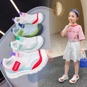 Summer Children’s Sandals New Girls Sports Shoes With Slip On Closure Breathable Mesh Baotou For Boys