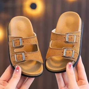 Summer Children’s Sandals Unisex Cartoon Pattern Buckle Closure Ankle Non slip Soft soled Bathing Outdoor Parent child