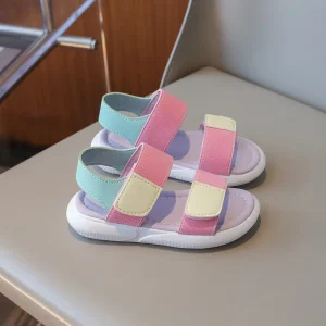 Summer Colorful Toddler Girls’ Soft Sole Outdoor Casual Sandal with Double Loop Strap Fashionable Children’s Shoes