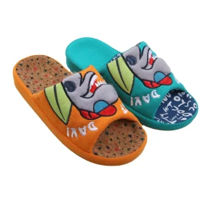 Summer Fancy Home Children Funny Cute Cartoon Dinosaur Kids Indoor Slides Sandals TPR Sole Cotton Fabric Anti-Slip Light Weight