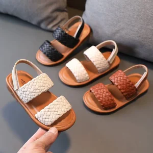 Summer Fashion Children Sandals Non slip Kids Fashion Soft Soled Weave Fancy Beach Kids Sandals Vintage Casual Roman Shoes
