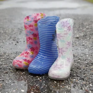 Summer Fashion Kids Girls PVC Rain Boots Waterproof Transparent Print Gumboots Recyclable for Children