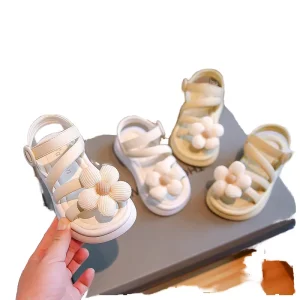 Summer Fashion Princess Florsheim Crib Shoes for Kids Comfortable Soft Soled Leather Beach Sandals Girls Crib Shoes