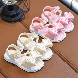 Summer Girls Bowknot Open Toe Sandals with Bow Soft Sole Beach Shoes for Toddlers Kids Sandal