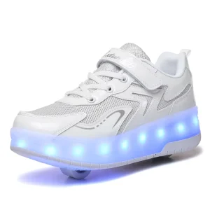 Summer Girls Lightweight Two wheeled Rechargeable Luminous Purple Roller Skating Sneakers China made New