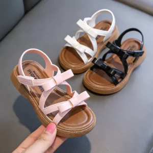 Summer Girls Open Toe Sandals with Bow Soft Sole Beach Shoes for Toddlers Kids Sandal