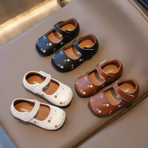 Summer Girls Shoes Bead Ballerina Slip on Flats Princess Children Glitter Wedding Party Dress Shoes Kids Dance Performance Shoe