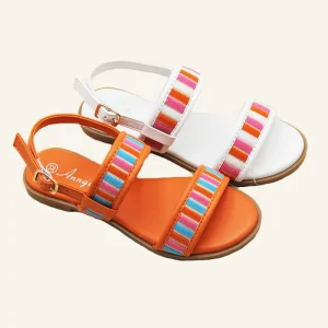 Summer Girl’s Soft Soled Lace-up Sandals Outdoor Comfortable Non-slip Flats Daily Casual Handmade Shoes