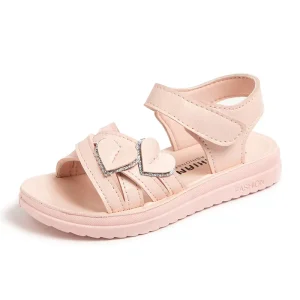 Summer Girls’ Sports Sandals with Synthetic Upper Princess Style Cute Non Slip Rubber Sole Beach Shoes