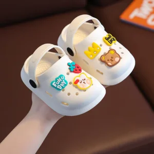 Summer Indoor Home Slippers for Boys and Girls Cute Fruit Design Non Slip Soft Bottom Toe-to-Toe Sandals Clogs for Children