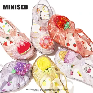 Summer Kids Crystal Fruit Jelly Shoes Outdoor Bling Bling Gladiator Baby Girls Jelly Sandals