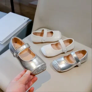 Summer Kids Girls Rhinestone Dance Shoes Soft Performance Slip On Closure for Children’s Single Shoes