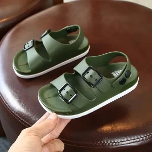 Summer Kids Sandals Boys Children’s Shoes PVC Girls Beach Sandals Student Leather Soft Non slip Sandals