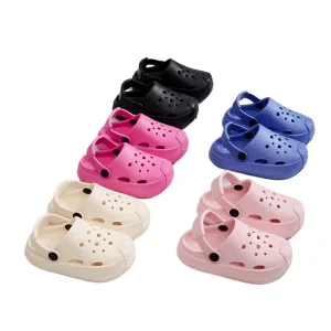 Summer Kids Sandals Cute Boy Girl Hole Solid Color Soft Sole Beach Slippers Flat Children’s Garden Shoes Toddler