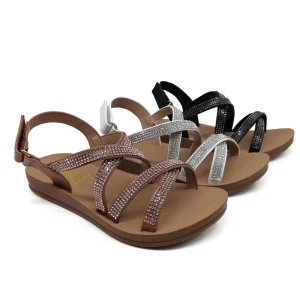 Summer Kids’ Slippers Girls’ Cross Strap PU Sandals Breathable Children’s Comfortable Footwear