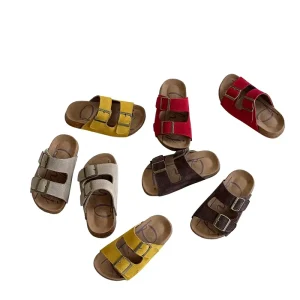 Summer Matte Leather Buckle Strap Children’s Sandals Boys Girls Open Toe Non Slip Wear Resistant Solid