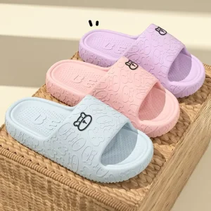 Summer Men’s Slippers Printting Little Bear Sandals Indoor Bathroom Non Slip Soft Women Dormitory Casual Shoes Couple