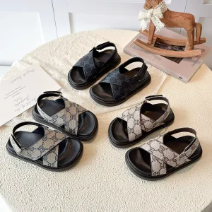 Girls’ Casual Velcro TPR Outsole Ankle Sandals Summer Small Medium Sized Beach Shoes Western Style