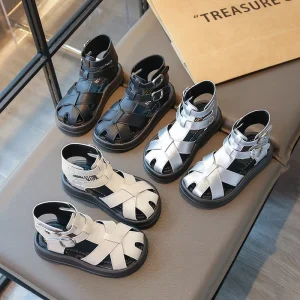 Summer New Fashionable Casual Children’s Hollow Roman Sandals Girls’ Princess Fashion Beach Shoes