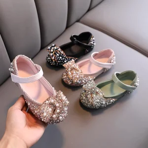 Summer New Fashionable Girls’ Single Shoes Casual Diamond Bow Children’s Dance Shoes Performance Dance