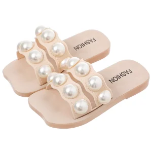 Summer New Girls Cute Slippers Custom Outside Wear Fashion Casual Large Pearl Sandals Kids Slippers for Girls