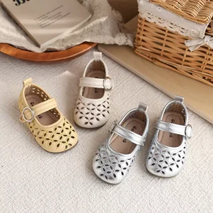 Summer New Girls’ Sandals Round Head Fashionable and Comfortable Soft Bottom Hollow Mary Jane Mesh Hole Kids Sandals
