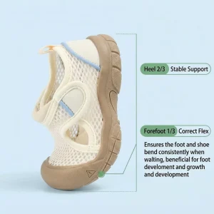Summer New Men’s and Women’s Hollow Mesh Children’s Sandals Casual Soft Bottom Cold Adhesive Velcro Barefoot Shoes for Children