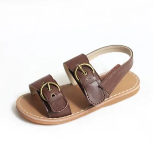 Summer New Outdoor Beach Leisure Non Slip Leather Buckle Closure Flat Kids Toddler Sandals