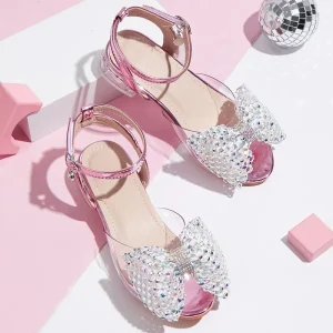 Summer New Shoes Treasure Sandals Girls’ High Heels Fashion Bow Girls’ Princess Shoes