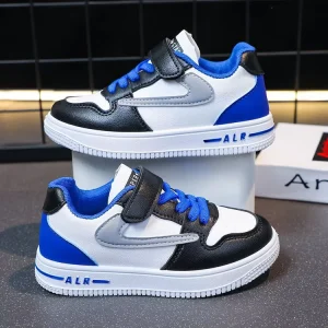 Summer New Style Casual Sneakers for Boys Breathable Running Basketball Style Sports Shoes Color Block PU Upper Rubber