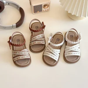 Summer New Style Girls’ Bow Soft Bottom Sandals Girls’ Floral Princess Sandals Baby Shoes