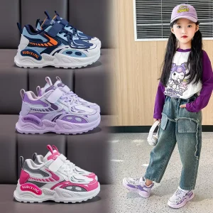 Summer New Style Girls’ Sneaker Shoes Toddlers Breathable Mesh Big Boy Children’s Trendy Red Shoes