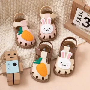 Summer Princess Dress Cute Girls Sandals Rabbit Carrot Non Slip Kids Flat Shoes Toddler Soft Soles Beach Children Sandals
