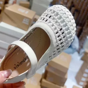 Summer Sandals Hollow Mesh White Sandals Girls Shoes Kids Casual Flat Sandals