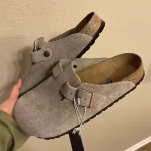 Summer Single Shoes for Kids Cowhide Heightened Cork Sole Slides Full Half Cover New Style Winter Spring