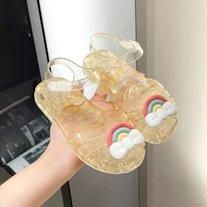Summer Slippers for Girls Bow Jelly Shoes Princess Baby Beach Shoes Girl’s Sandals