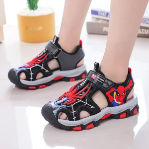 Summer Spider Man Boy’S Toe Cap Sandals Children’S Casual Trendy Beach Shoes Soft Non-Slip Children’S Shoes
