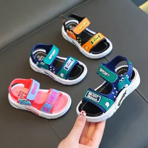 Summer Sport Kids Sandals Unisex Anti-Slippery Outdoor Flat Slides Waterproof Lightweight for 3-10 Years