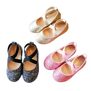 Summer Spring Kids Ballet Dance Shoes Sequins Design Boat Style Flats for Parties
