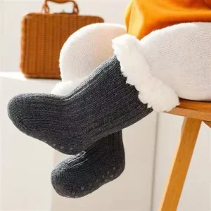Super Thick Cotton Children’s Floor Socks Solid Color Non-slip Baby Sherpa Lined Socks