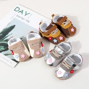 Girls Baby Walker Shoes Princess Flower Shoes Toddlers Shoe Newborn Casual Prewalker Shoes for 1 Year