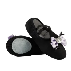 TJ951 Shoes for Girls Glitter Metallic Faux Leather Ballet Slippers Dance Shoes for Toddler Little Big Kids