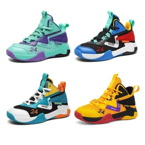 Teenager Boy Fabric Upper High Top Casual Shoes Big Size Basketball Shoes Children High Top Sport Sneaker