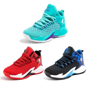 Teenager Boy Fabric Upper High Top Casual Shoes Big Size Basketball Sneaker for Children`s High Top Sport Footwear