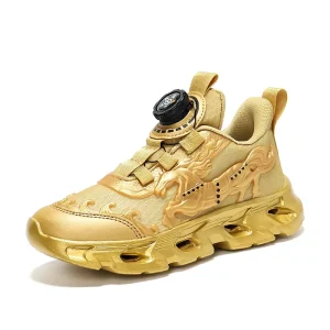 Teenagers PU Mesh Upper Rubber Midsole Breathable Lightweight Boys Girls Children Basketball Shoes Swivel Button