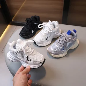 Thickened Sole Tennis Sports Shoes for Boys and Girls Kids Running Mesh Shoes Breathable Children’s Casual Sneakers