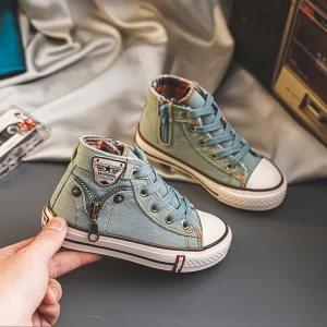 Thigh High Canvas Shoes for Children New Arrivals Kids Blue Denim Footwear Fashion Soft Boys and Girls Casual Shoes