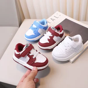 Toddler Baby Boys Shoes Girls Fashion White Kids’ Sport Shoes New Style Red and Blue Children’s Casual Sneakers