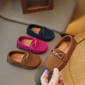 Toddler Baby Children Girls’ Dress Shoes Pink and Brown Kids Moccasins and Loafers Wedding Party Baby Flat Footwear